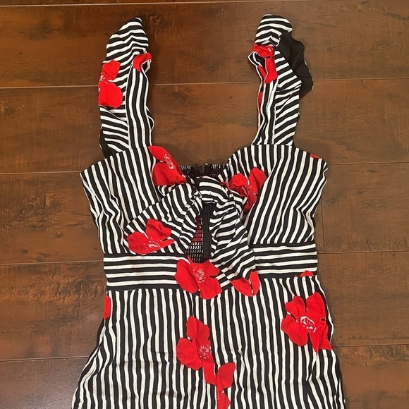 MADEWELL Plumeria Cutout Jumpsuit Striped Floral Ruffle Strap Size 2 - Picture 5 of 14